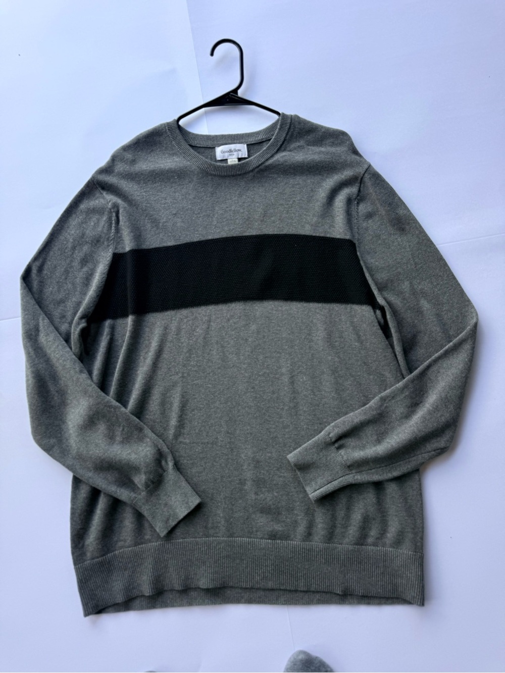 Goodfellow & Co Gray Crewneck Sweater with Black Chest Stripe